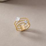 Trio Beaded Diamond Band, 14K Solid Gold, 1/2 ct Lab Grown Diamond-5