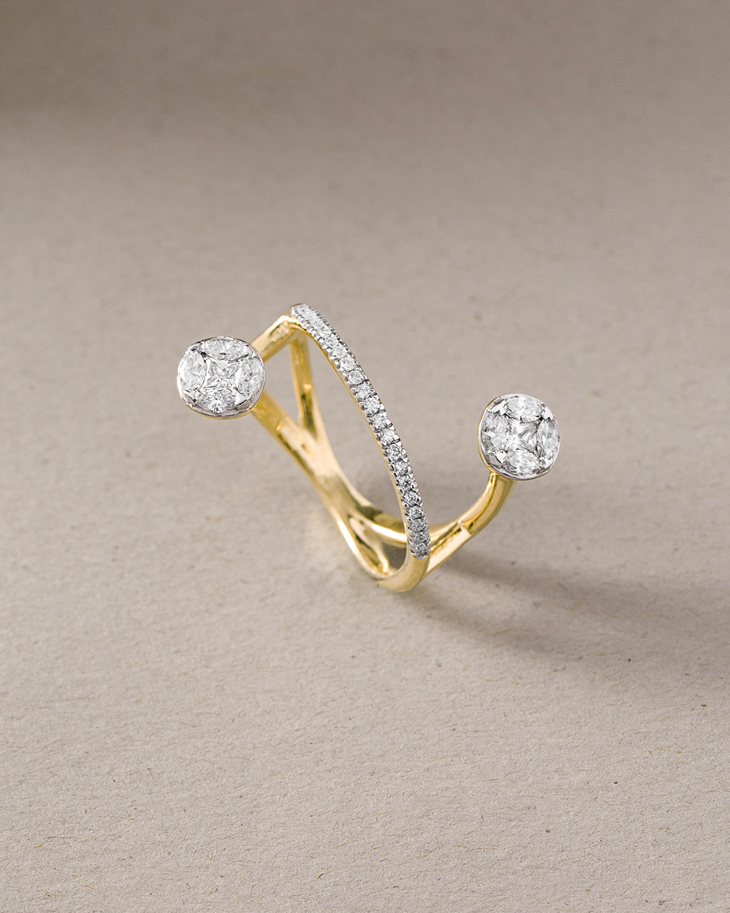 Contemporary Diamond Band, 14K Gold Vermeil, 3/4 ct Lab Grown Diamond-6
