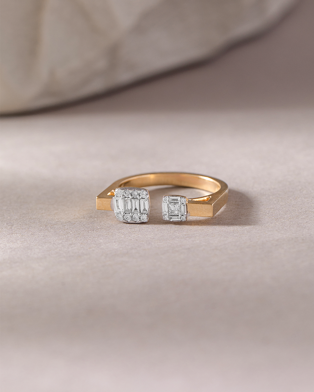 Duo Cluster Open Diamond Band, 14K Solid Gold, 1/3 ct Lab Grown Diamond-6