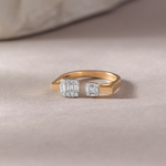 Duo Cluster Open Diamond Band, 14K Solid Gold, 1/3 ct Lab Grown Diamond-6