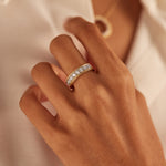 Milgrain Half Eternity Diamond Band, 14K Solid Gold, 1 ct Lab Grown Diamond-2