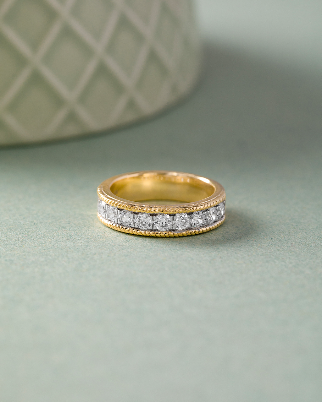 Milgrain Half Eternity Diamond Band, 14K Solid Gold, 1 ct Lab Grown Diamond-5