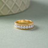 Milgrain Half Eternity Diamond Band, 14K Solid Gold, 1 ct Lab Grown Diamond-5
