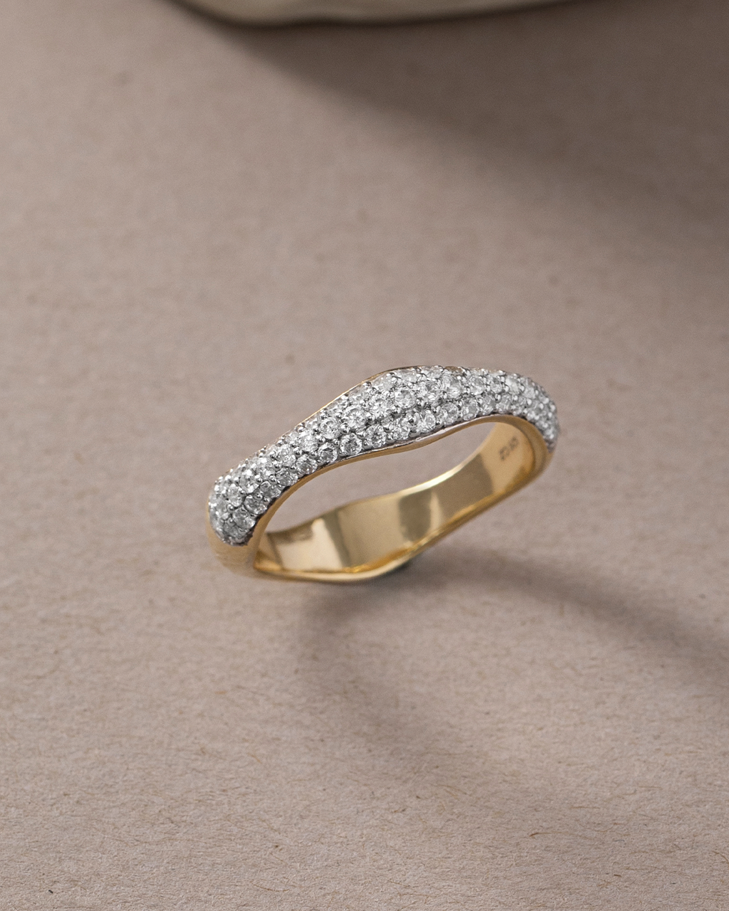 Wave Pave Diamond Band, 14K Solid Gold, 1/2 ct Lab Grown Diamond-5