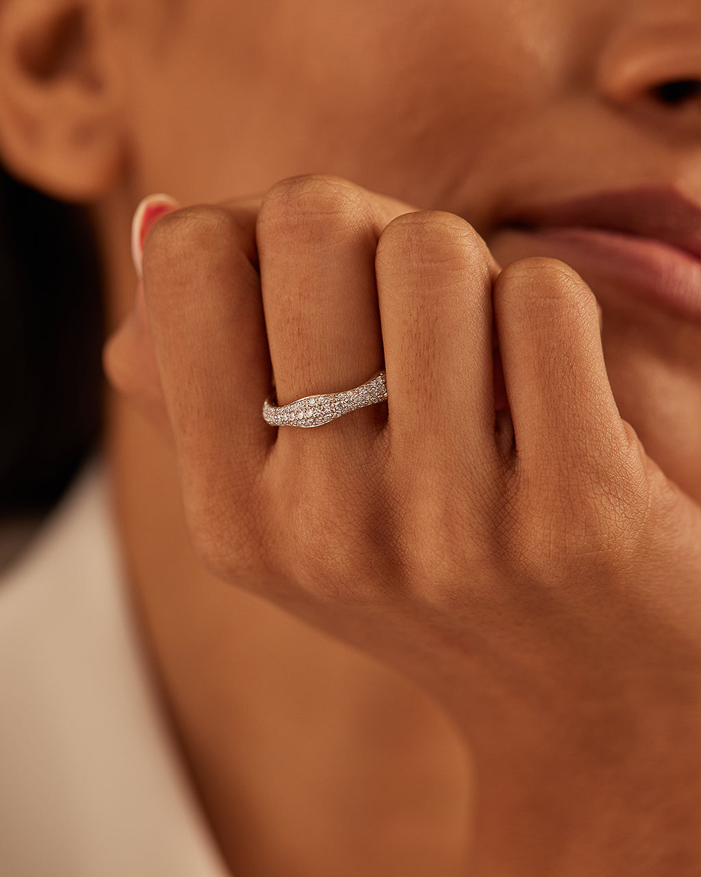 Wave Pave Diamond Band, 14K Solid Gold, 1/2 ct Lab Grown Diamond-2