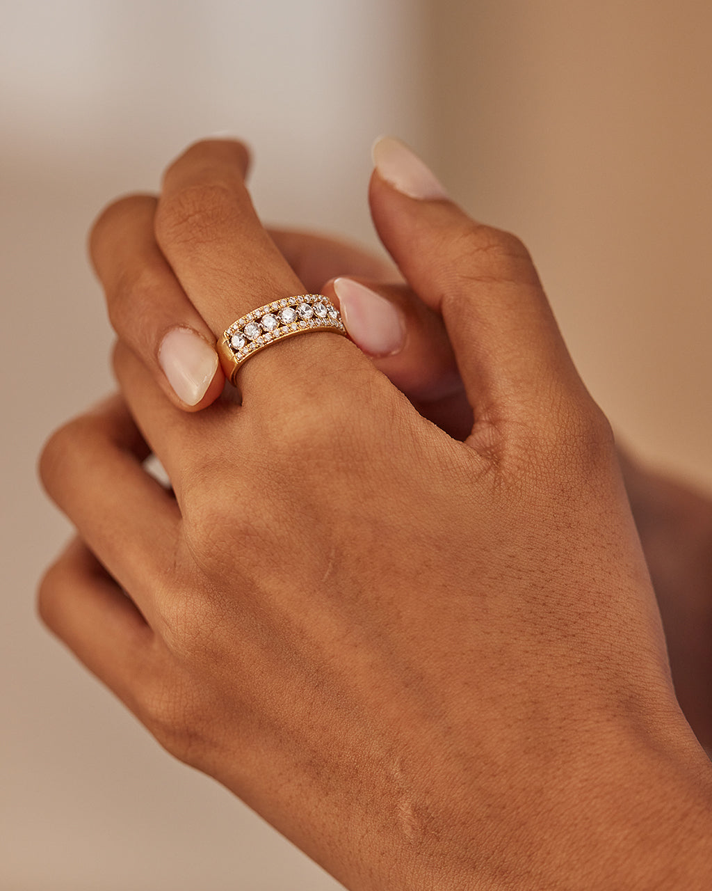 Half Eternity Stacker Diamond Band, 14K Gold Vermeil, 1 ct Lab Grown Diamond-2