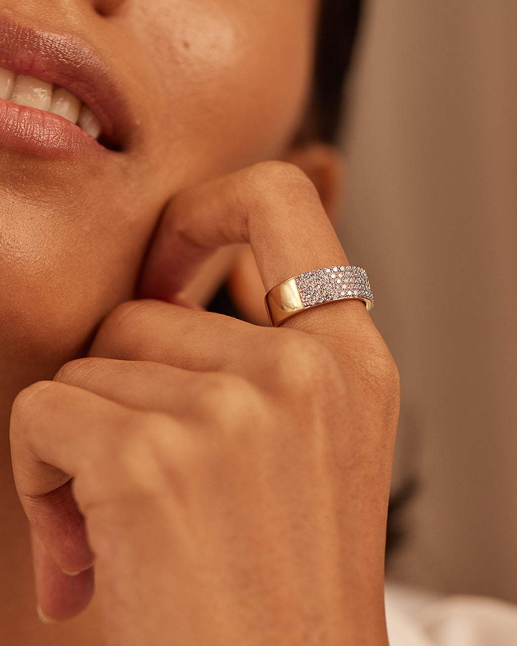 Bold Diamond Band, 14K Solid Gold, 1 ct Lab Grown Diamond-4
