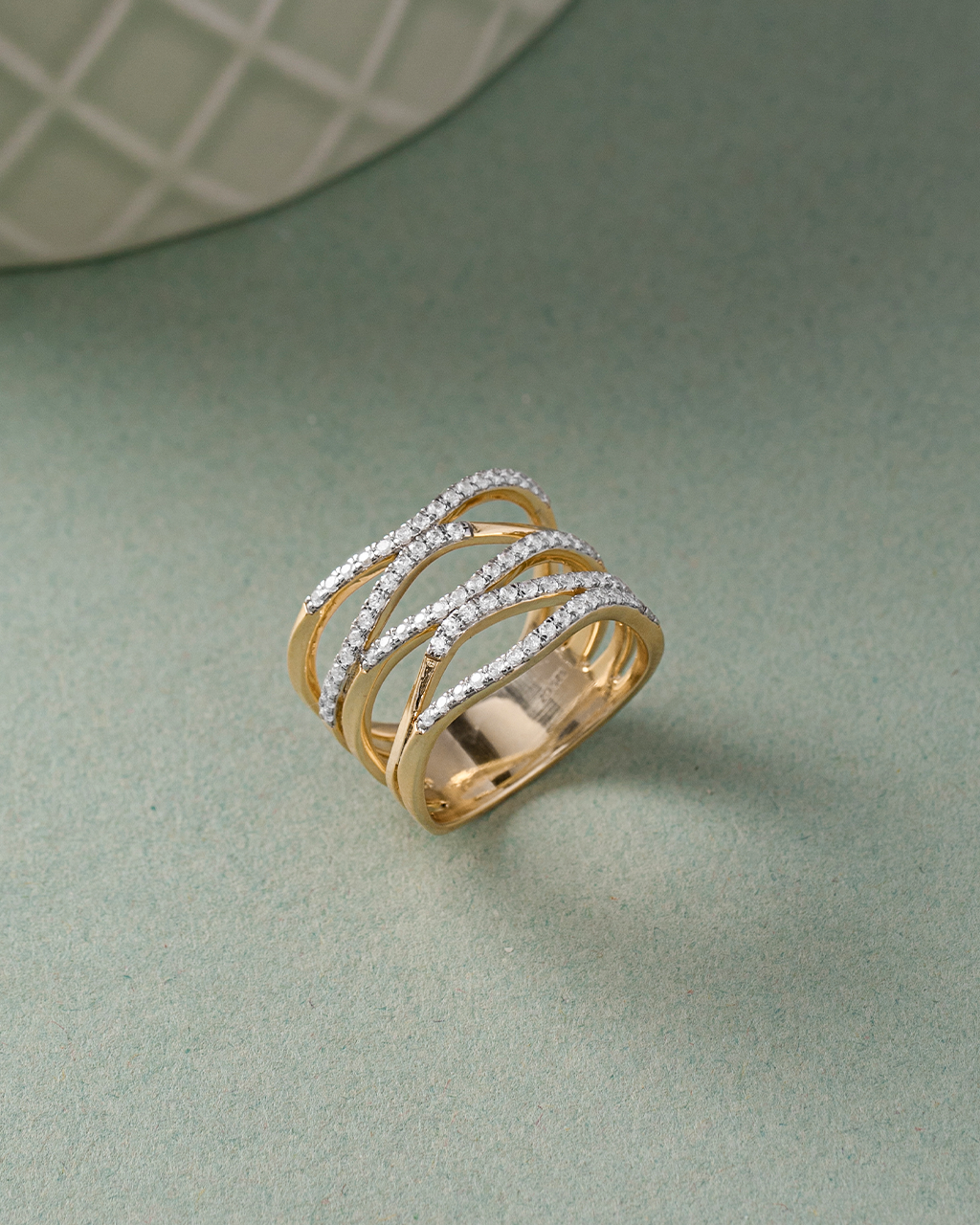 Wide Wave Diamond Band, 14K Solid Gold, 1/2 ct Lab Grown Diamond-5