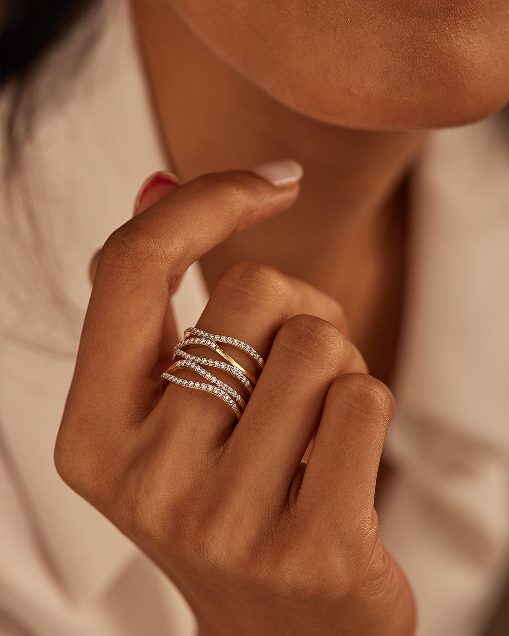 Wide Wave Diamond Band, 14K Solid Gold, 1/2 ct Lab Grown Diamond-4