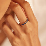 Created Blue Sapphire Stackable Band, 14K Solid Gold-2