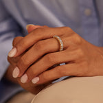 V prong Half Eternity Diamond Band, 14K Solid Gold, 1 ct Lab Grown Diamond-2