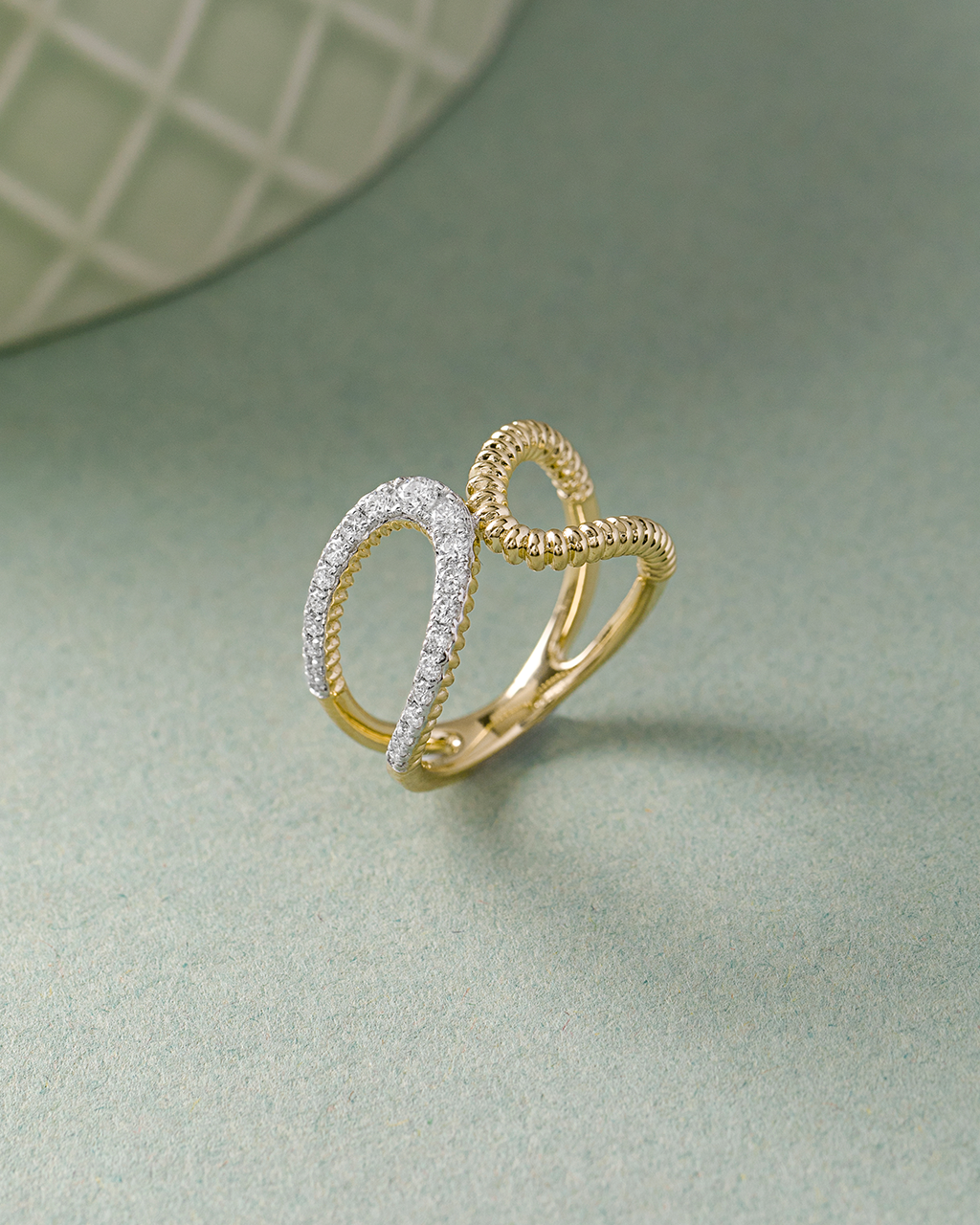 Bold Textured Diamond Band, 14K Solid Gold, 3/8 ct Lab Grown Diamond-5