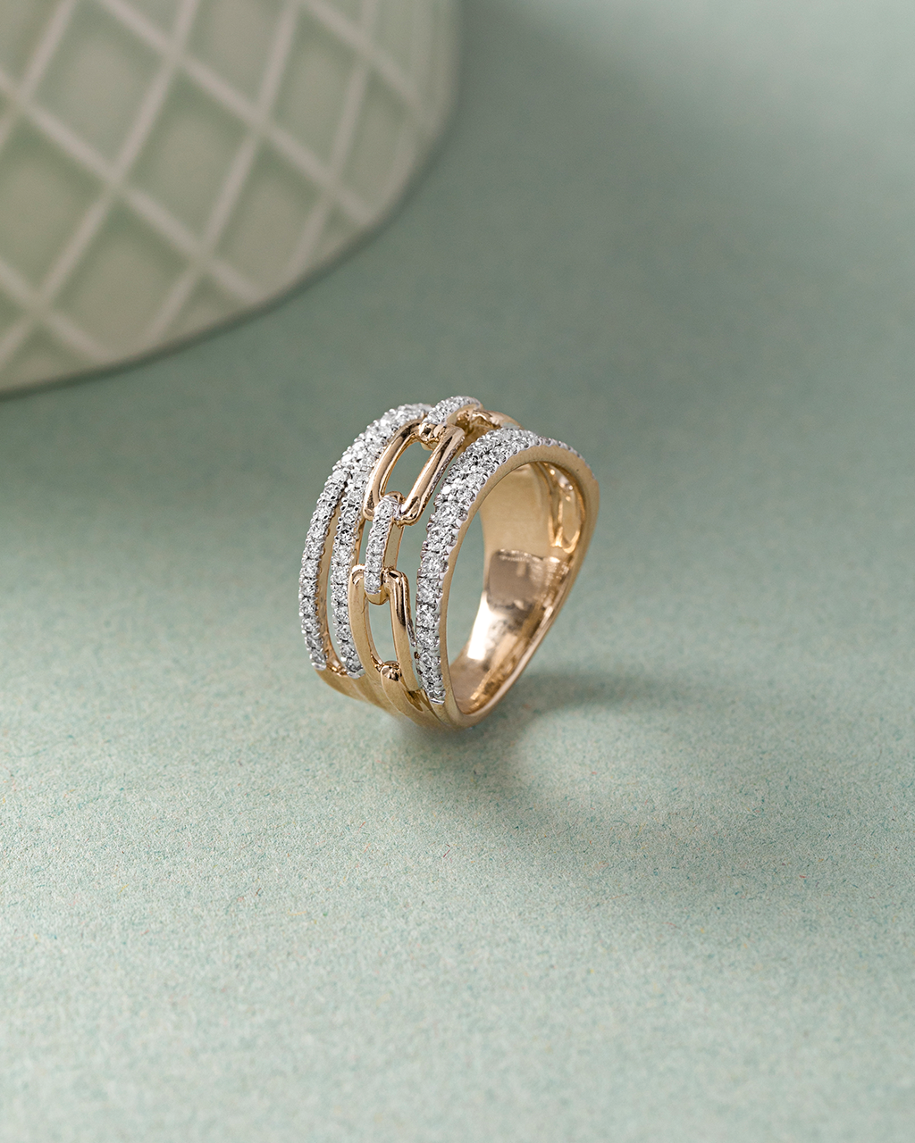 Interlinked Diamond Paperclip Band, 14K Gold Vermeil, 3/4 ct Lab Grown Diamond-5