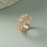 Beaded Three Row Diamond Band, 14K Solid Gold, 1/2 ct Lab Grown Diamond-5