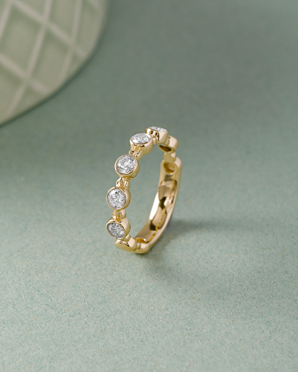 Bezel Set Station Diamond Eternity Band, 14K Gold Vermeil, 1/2 ct Lab Grown Diamond-5