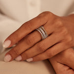 Textured Criss Cross Diamond Band, 14K Solid Gold, 3/4 ct Lab Grown Diamond-5