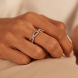 Paperclip Baguette Diamond Band, 14K Solid Gold, 3/8 ct Lab Grown Diamond-2
