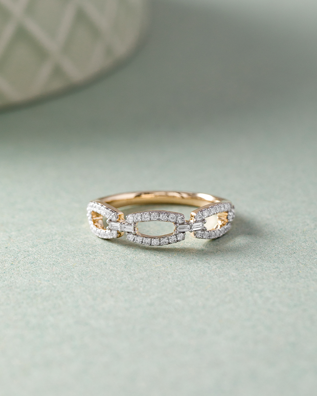 Paperclip Baguette Diamond Band, 14K Gold Vermeil, 3/8 ct Lab Grown Diamond-5