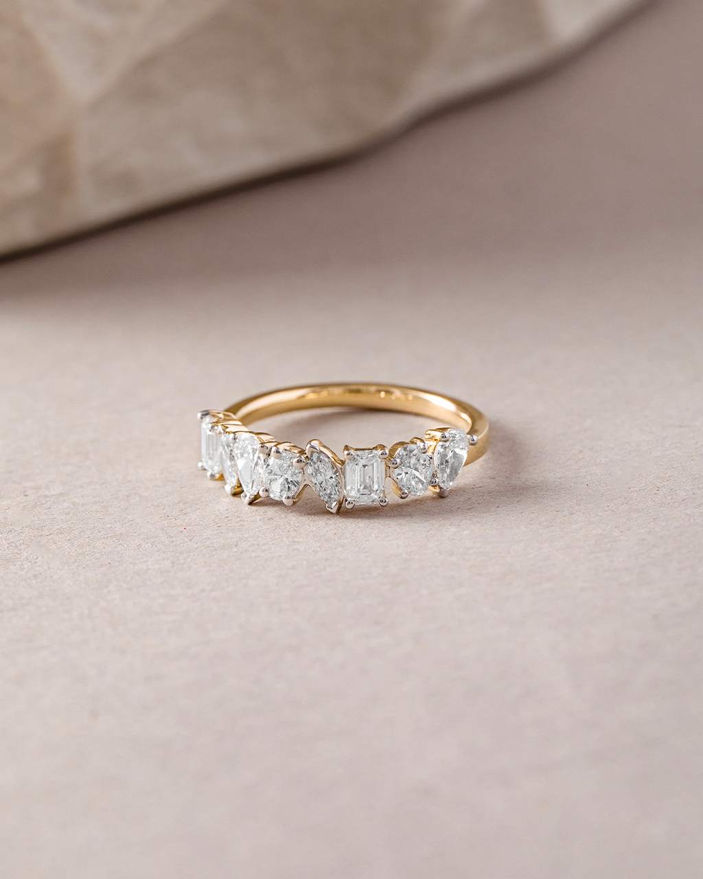 Multi Shape Diamond Band, 14K Gold Vermeil, 1 1/5 ct Lab Grown Diamond-5