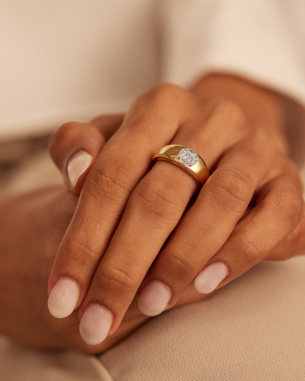 Bold Diamond Ring, 14K Gold Vermeil, 3/8 ct Lab Grown Diamond-4