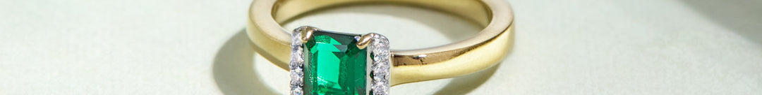 Diamond and Created Emerald Ring