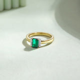 Diamond and Created Emerald Ring