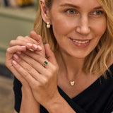 Diamond and Created Emerald Ring