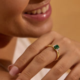 Diamond and Created Emerald Ring