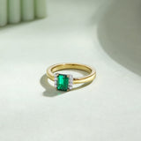Diamond and Created Emerald Ring
