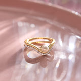 Pearl and Diamond Stack Ring