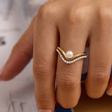 Pearl and Diamond Stack Ring