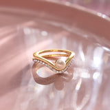 Pearl and Diamond Stack Ring