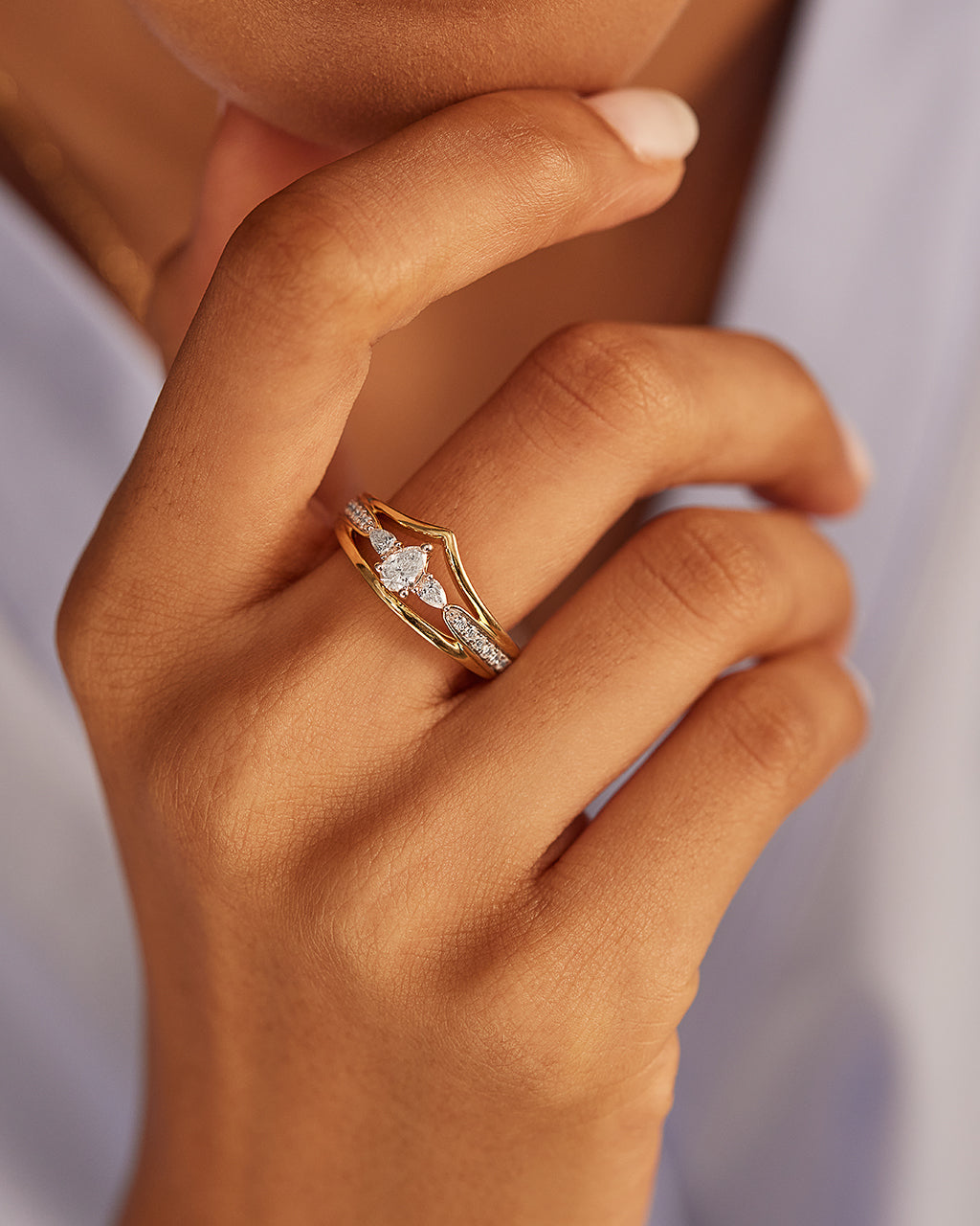 Crown Diamond Ring, 14K Gold Vermeil, 5/8 ct Lab Grown Diamond-4