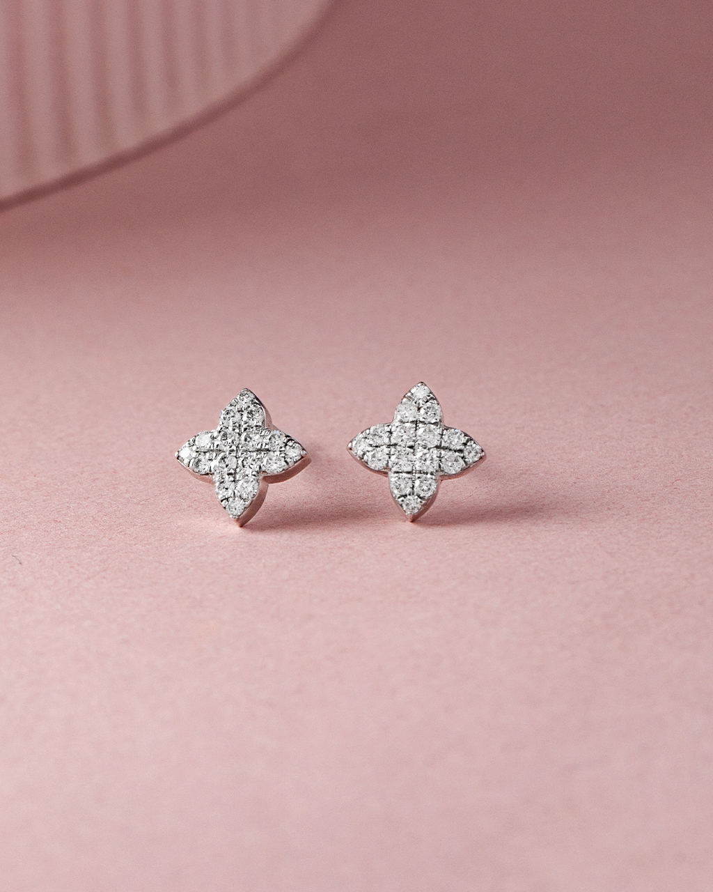 Clover Diamond Earrings, 14K Solid Gold, 1/3 ct Lab Grown Diamond-5