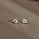 Fine Heart Solitaire Stud Earrings