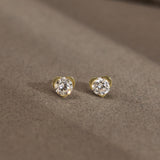 Fine Heart Solitaire Stud Earrings