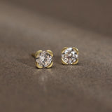 Round Solitaire Clover Stud Earrings