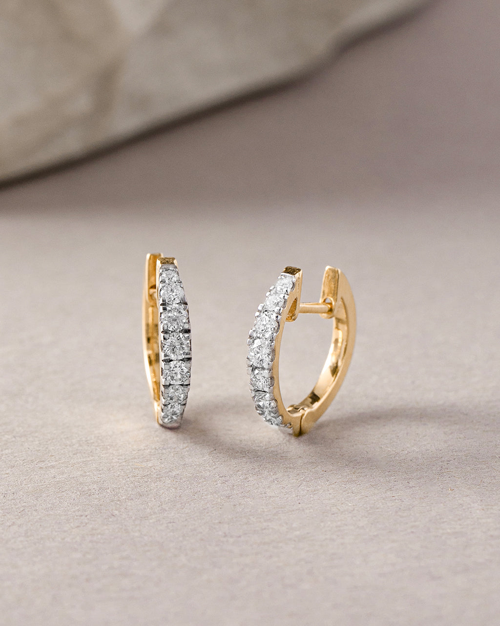 Tapered Classic Diamond Hoops, 14K Gold Vermeil, 1/2 ct Lab Grown Diamond-5