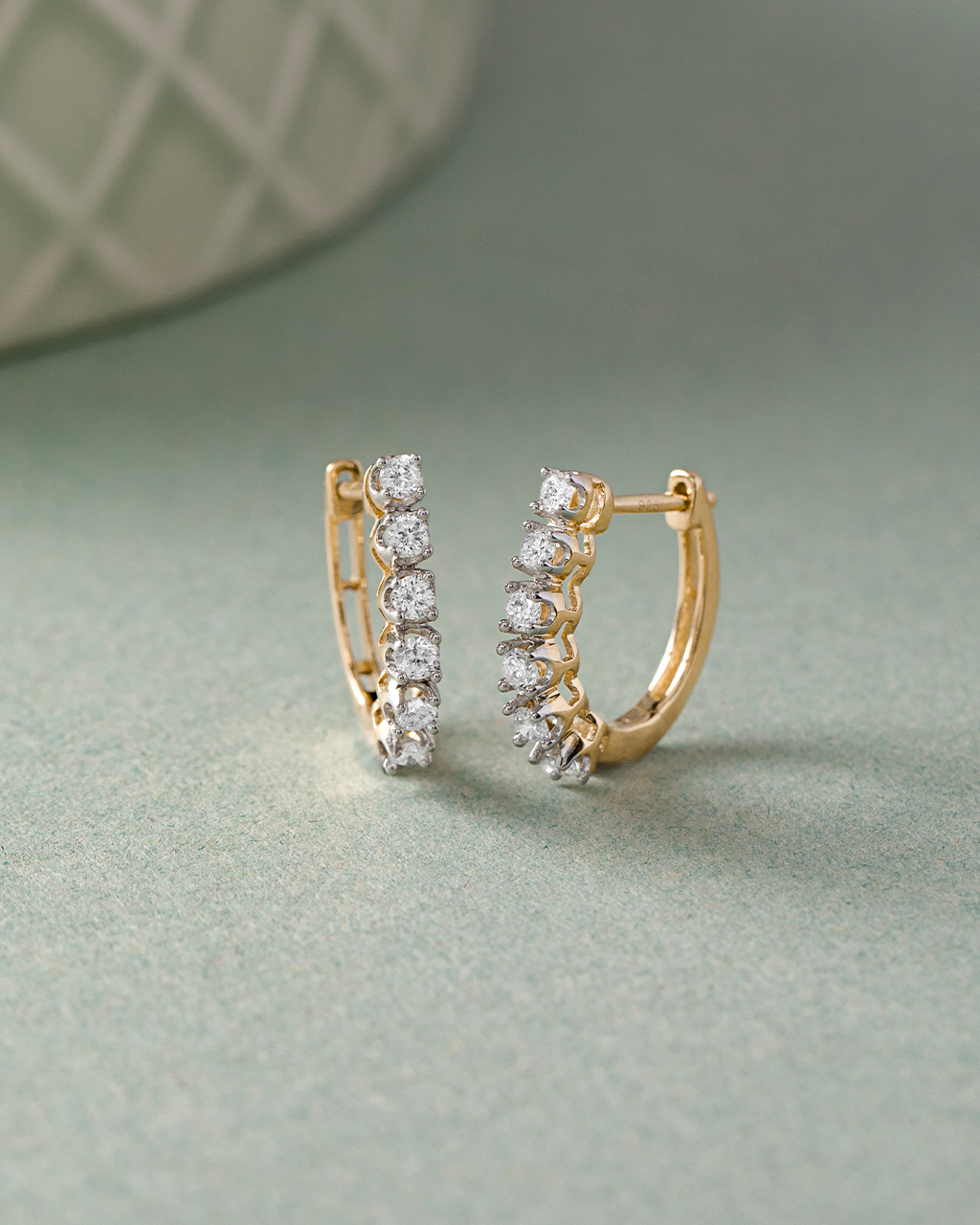 Linear Diamond Hoops, 14K Solid Gold, 1/2 ct Lab Grown Diamond-6