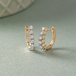 Linear Diamond Hoops, 14K Solid Gold, 1/2 ct Lab Grown Diamond-6