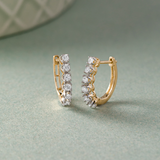 Linear Diamond Hoops, 14K Solid Gold, 1/2 ct Lab Grown Diamond-6
