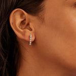 Linear Diamond Hoops, 14K Solid Gold, 1/2 ct Lab Grown Diamond-2