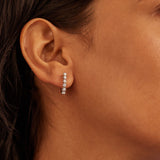 Linear Diamond Hoops, 14K Solid Gold, 1/2 ct Lab Grown Diamond-2