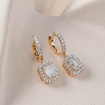 Rectangle Halo Diamond Hoops, 14K Solid Gold, 7/8 ct Lab Grown Diamond-5