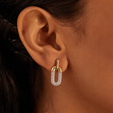Diamond Dipped Paperclip Drop Earrings, 14K Gold Vermeil, 1/2 ct Lab Grown Diamond-5