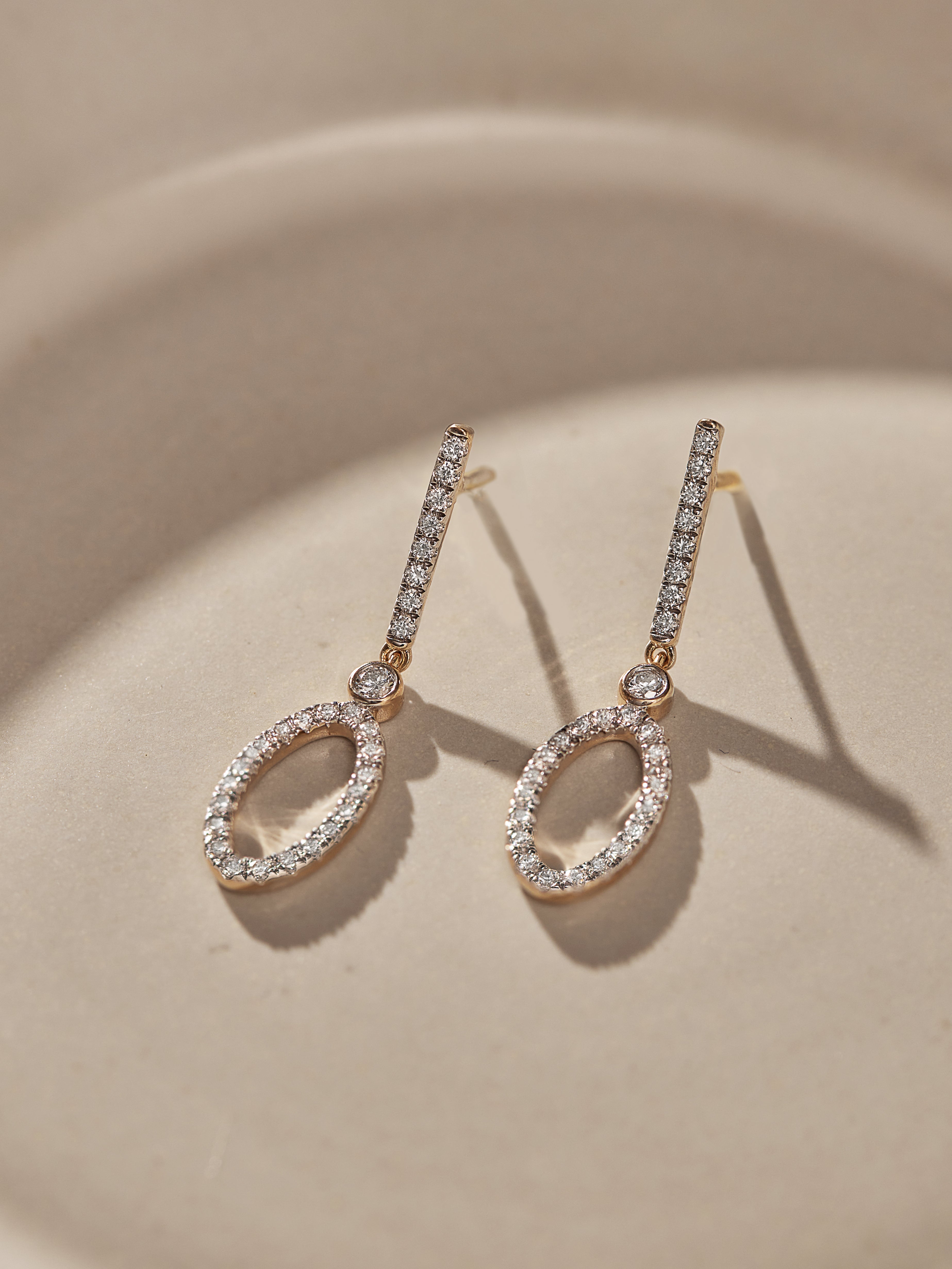 Diamond Oval Drop Earrings, 14K Gold Vermeil, 1/2 ct Lab Grown Diamond-6