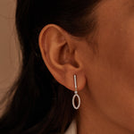 Diamond Oval Drop Earrings, 14K Solid Gold, 1/2 ct Lab Grown Diamond-2