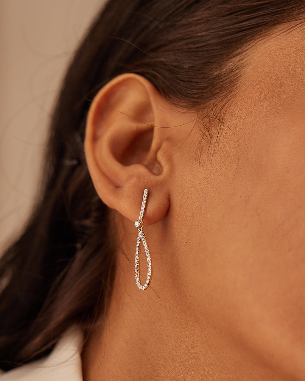 Diamond Tear Drop Earrings, 14K Gold Vermeil, 3/4 ct Lab Grown Diamond-5