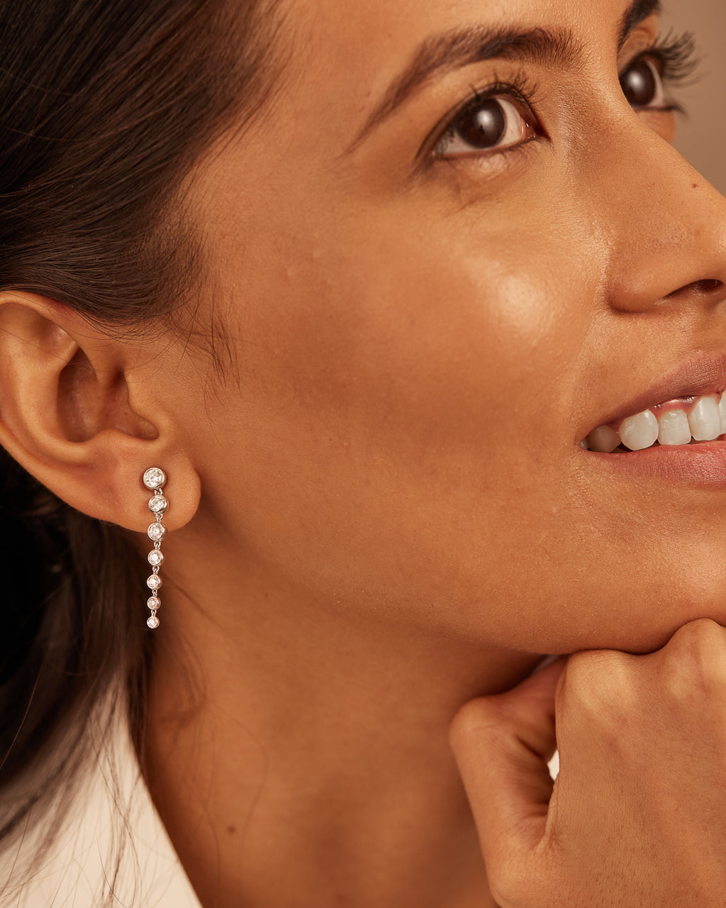 Journey Diamond Drop Earrings, Sterling Silver, 7/8 ct Lab Grown Diamond-2