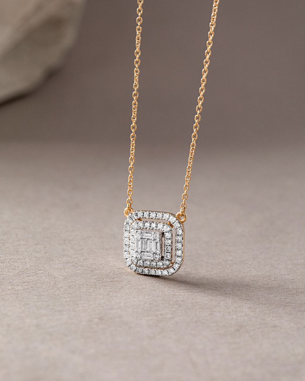 Octa Halo Diamond Necklace, 14K Solid Gold, 5/8 ct Lab Grown Diamond-5